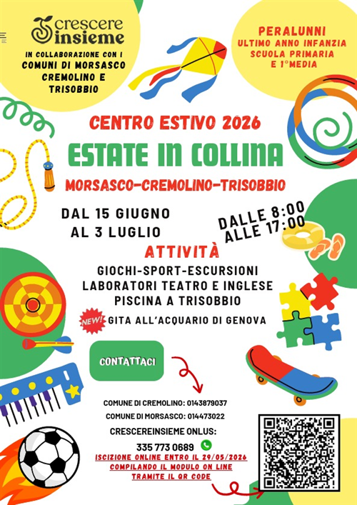 Centro Estivo 2026 
Estate in Collina 
Morsasco Cremolino Trisobbio